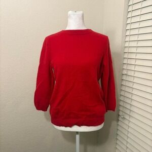 Talbots size L 100% cashmere red sweater with 3/4 sleeves